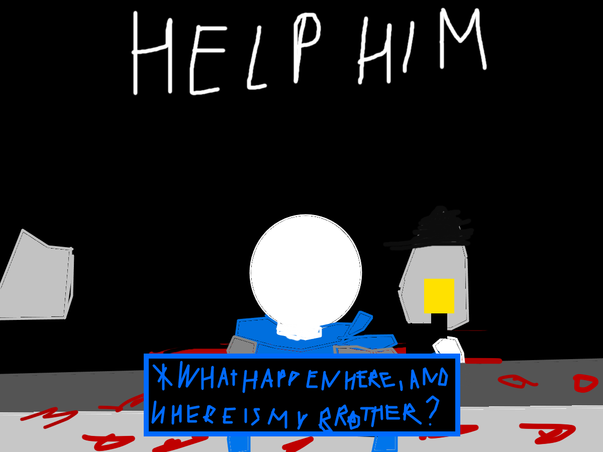 криппипаста (моя и брата об игре)<br />
<br />
спустя 11 лет после катастрофы. Местом действия является мрачный лес, погруженный в непроглядную темноту и отчаяние. Земля усеяна кровью и следами насилия, свидетельствами того, что здесь произошла ужасная резня. Обломки вокруг говорят о разрушении мира.<br />
Санс, стоит посреди этого хаоса, находится в состоянии паники и страха. Он испуган тем, что произошло с его братом он думает что папирус мертв и миром вокруг. Его основная задача — выжить и защитить души от этих новых угроз и завершить тайкун...<br />
задавая вопрос: «WHAT HAPPEN HERE, AND WHERE IS MY BROTHER?» Он чувствует, что что-то ужасное случилось, но детали ему неизвестны.