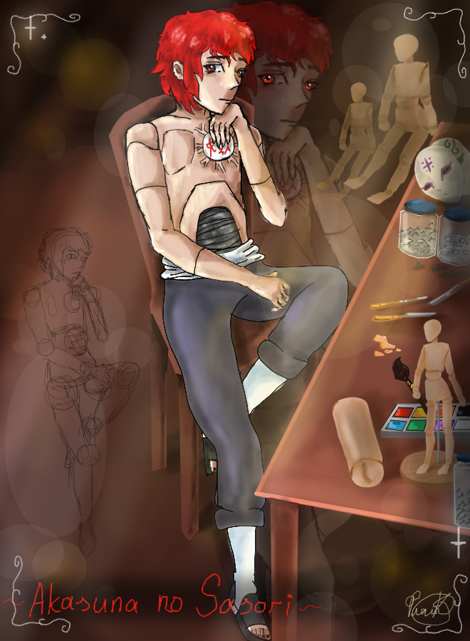 ~Akasuna no Sasori~<br />
Ну или проще говоря кукла с куклами.<br />
На это ушло около 5 часов:_<br />
------<br />
Арка битвы Сасори и Сакуры грустная..Мне жаль Сасори.