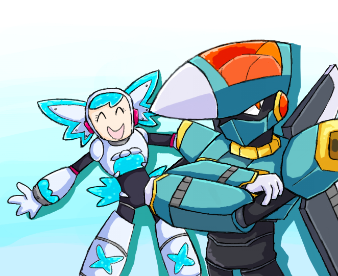 Порисуле.<br />
Так вот... Недавно показали ж ещё одного робота мастера для Mega Man: Dual Override - Джет Мена. И честно, он мне дофига понравился. Поэтому нарисовала его, плюс мелкую Твинкл Гёрл для прикола. Ъ.