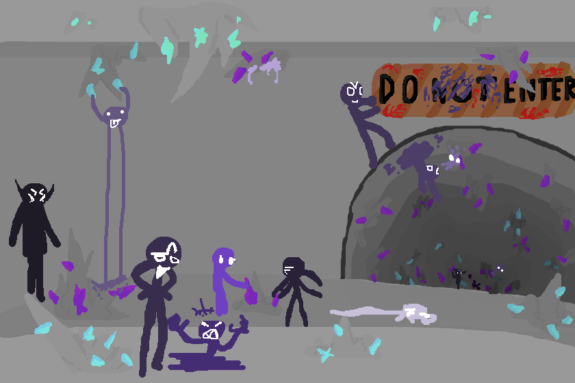 Alright,here's the lore.<br />
Stel's species has existed for over 200 years and their main habitats are abbandoned mines due to minerals that have helped them survive starvation(dehydration doesn't affect them badly,only makes them more tired).As Stel said,their species has evolved to consume everything due to the lack of insects that enter the mines,in exchange of losing the tastebuds(so everything tastes blank to them).To know which is male or female:<br />
-The males are born with a very light color,completely liquid,but as they age,the color skin becomes darker and darker and also lose the ability to be liquid and become completely solid,forced to choose an appearance before turning 50 years old;<br />
-The females are born with a more active color but don't turn liquid or shapeshift in any way compared to the males.As they age,instead of turning a darker skin like the males,they lose color until almost gray or pale in rare cases.