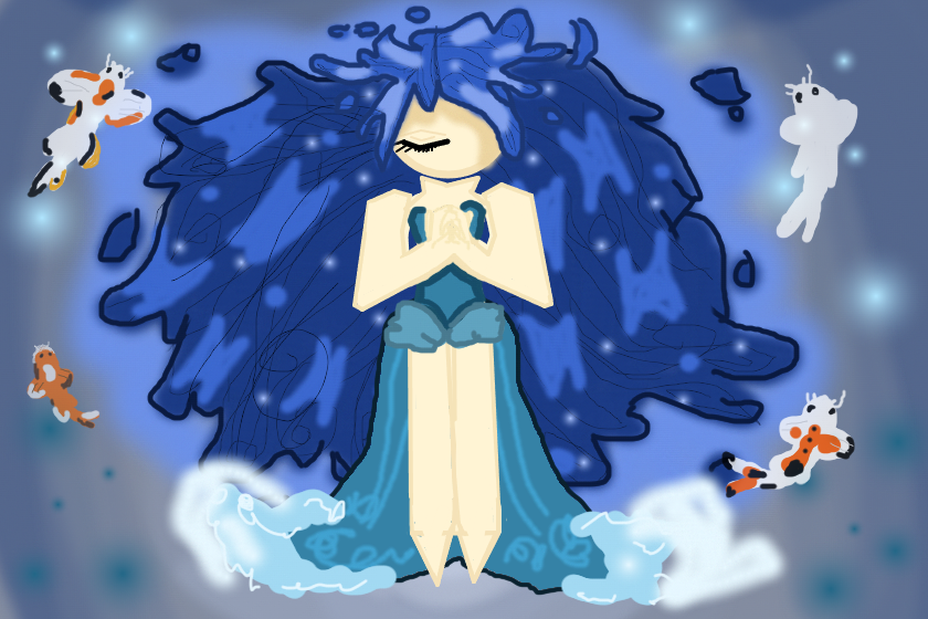 Ребята, как по мне это ОЧЕНЬ красиво, я впервые сделала такую работу (с руками были огромные проблемы, надо укреплять навык рисования рук :,<) думаю вам понравится эта работа! (Я очень над ней старалась, рисовала с утра до ночи, не ложь!!)