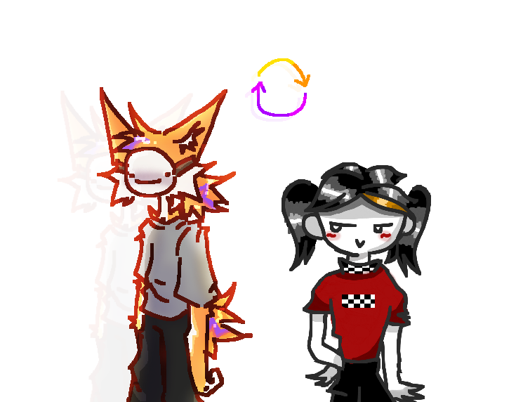 коллаб с Бомбой :)<br />
.<br />
Мы типа поменялись чуть<br />
У меня одежда бомбы, а у неё моя<br />
и ещё даже цветами на волосах поменялись :><br />
.<br />
(спустя 2 недели коллаб свершился!!)