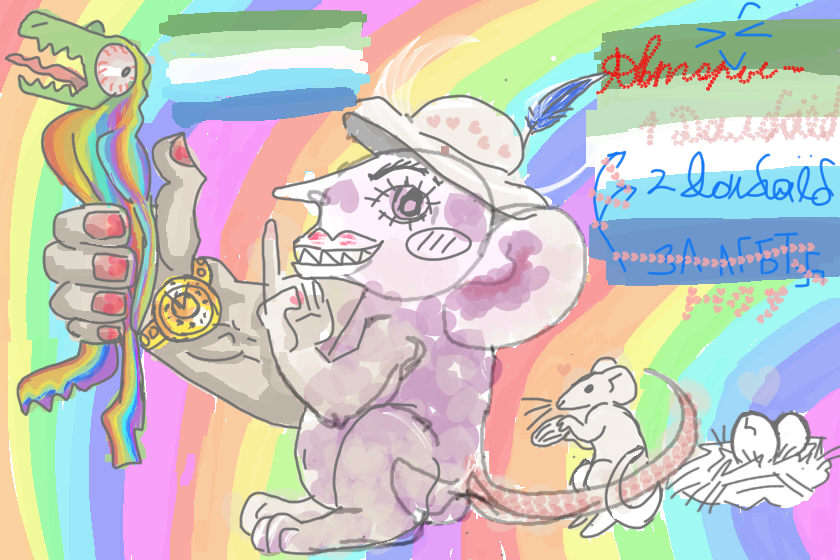 Долбаёб или далбаёб? Хм... кто что нарисовал? <br />
- Чешка босс мафии тр., держит радужного крокодила, у которого беременная жена.