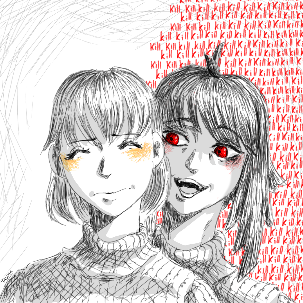 Эх андертейл, мой андертейл... Наверное скоро снова пойду перепроходить. А пока вот почеркушка