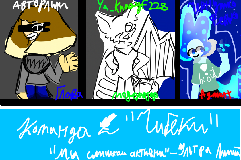 Слишком общительные<br />
Участники:<br />
Ультра лигий<br />
Два Ая<br />
Лулкулнот<br />
Чернушко<br />
Я_кнайф228<br />
<br />
Слишком общительна: <br />
M.П.3.S (скибиди вапапа)<br />
Котэ<br />
Амато<br />
<br />
Вот и все^^<br />
ЕСЛИ Я ТЕХ КОГО Я ЗАБЫЛА, ПРОСТИТЕ, но вы тут зачислены, все из 33, вы в моем клане)<br />
(Чибеки общительны^^)