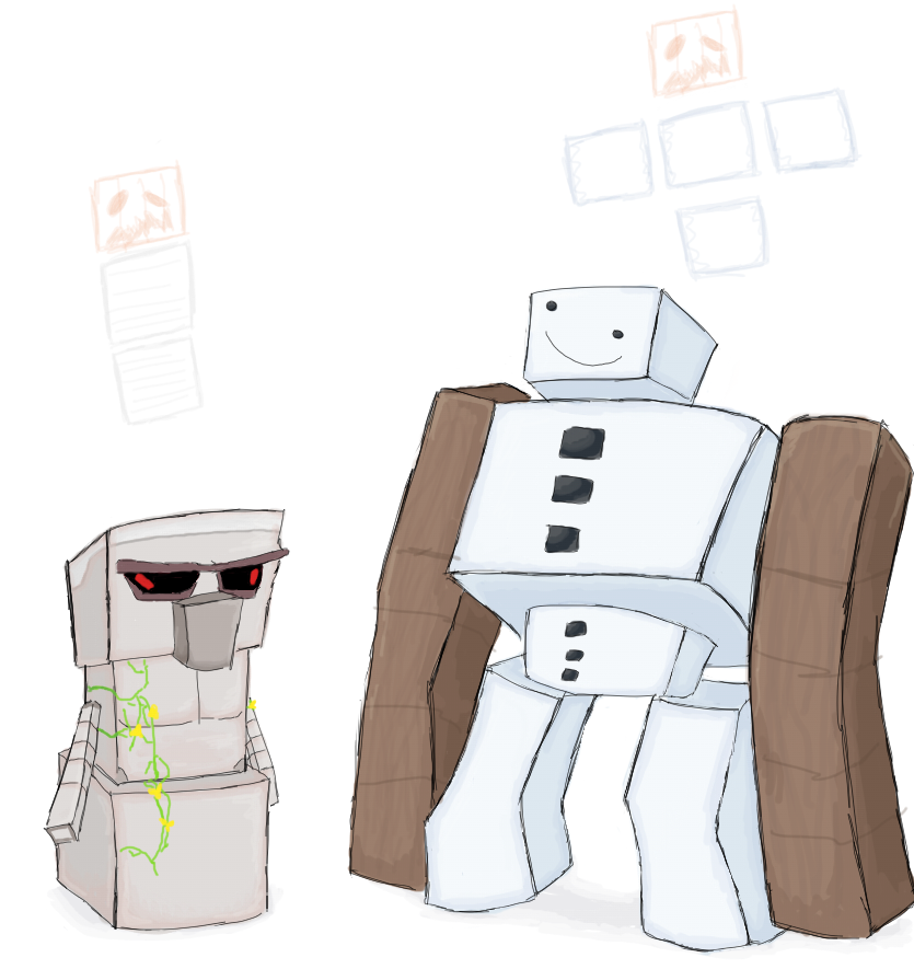 Два голема из минекрафта. Я их правильно построил?