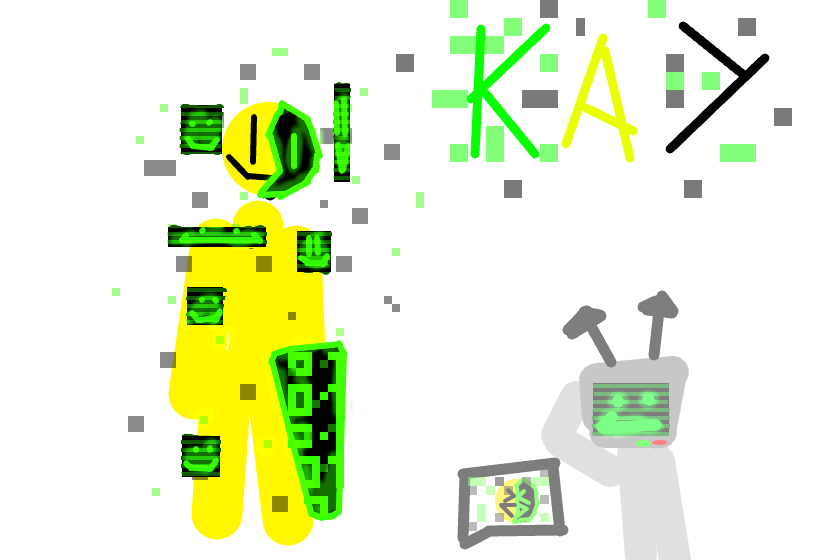 короче снова боевой персонаж. это кай и короче раньше он был одним из продавцов на даркнете. но короче он купил товар ??? из за любопытства и его начал поглощать код неизвестного компьютер-робота.также у него на левой руке есть большой отпечаток вируса который сделал руку кая можно сказать мечом и когда он кого то ударяет ей то кай проникает в его сознание и попадает в его тело только на одно движение (больше 20 шагов и с телом снова все норм) и также он может попадать в устройства без ограничений (жаль тайди) и он может заражать других кодом но вот только код будет им вызывать максимальные судороги(самые сильные) и они будут лагать и если они будут час заражены то они станут рабами кая(чтобы их вернуть в прежнее состояние то надо их (кого заразили) ударить 3 раза) всееее