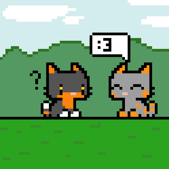Снегирь и Лиственное Небо в стиле Super cat Tales(простите что не нарисовал то что обещал, просто у меня это первое что в голову сбрело).