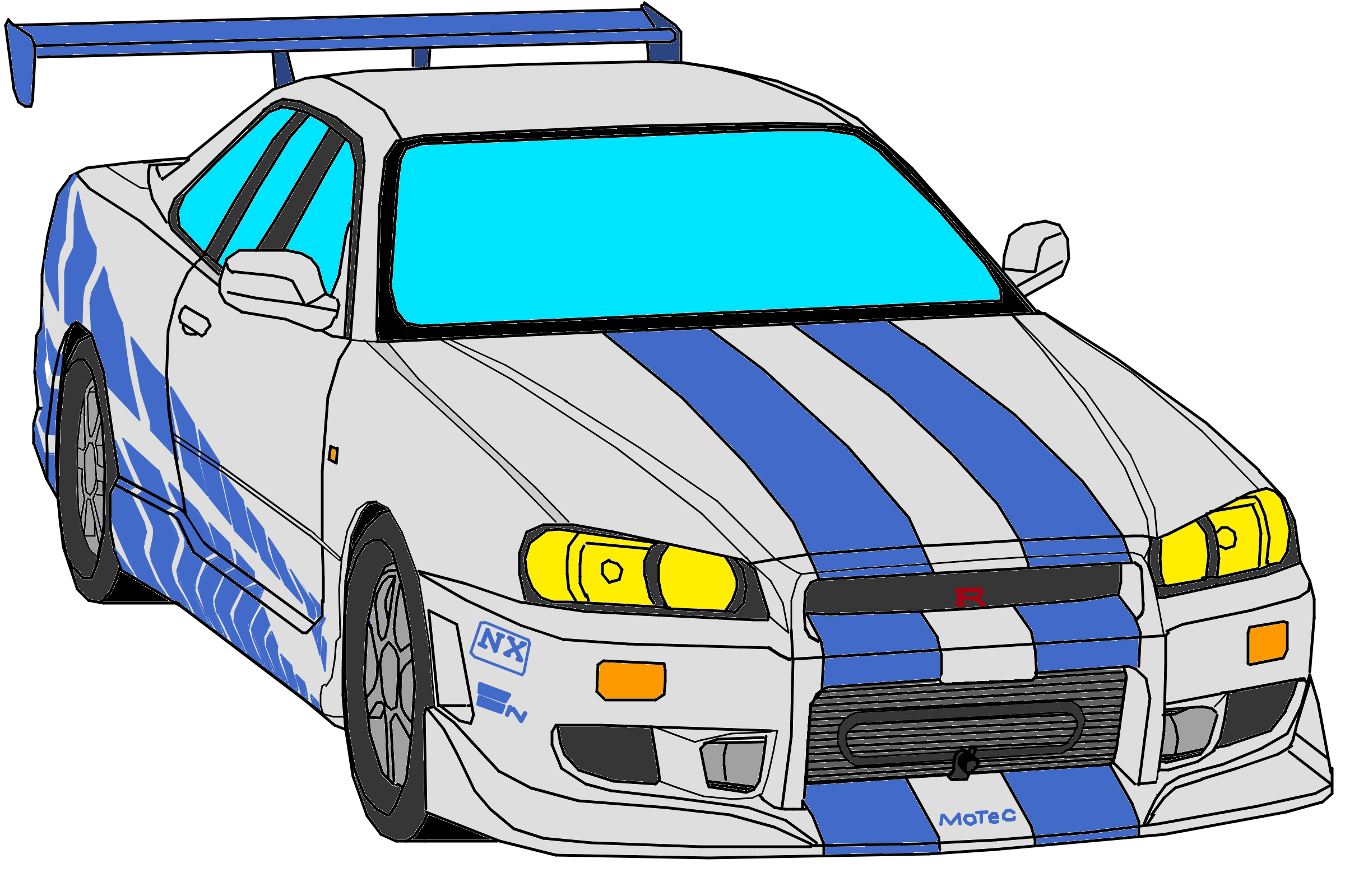 Это машина Nissan skyline r34 из форсажа, предложила нарисовать Nyahendem (^・w・^). Осталось нарисовать Mercedes silver lighting и Мицубиси Лансер (предложил Гусик). Ещё Скайлита предложила нарисовать Беззубика из КПД, пока в процессе, надеюсь будет не лень. Если есть ещё, что хотели бы увидеть, предложите в комментариях